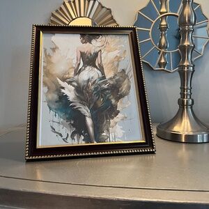 9X11 Framed Surreal Organic The Feather Dress Woman Print Wall Art